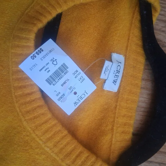 Women's J.Crew Super Soft Yarn Mustard Yellow Crewneck Sweater NWT - Picture 11 of 11